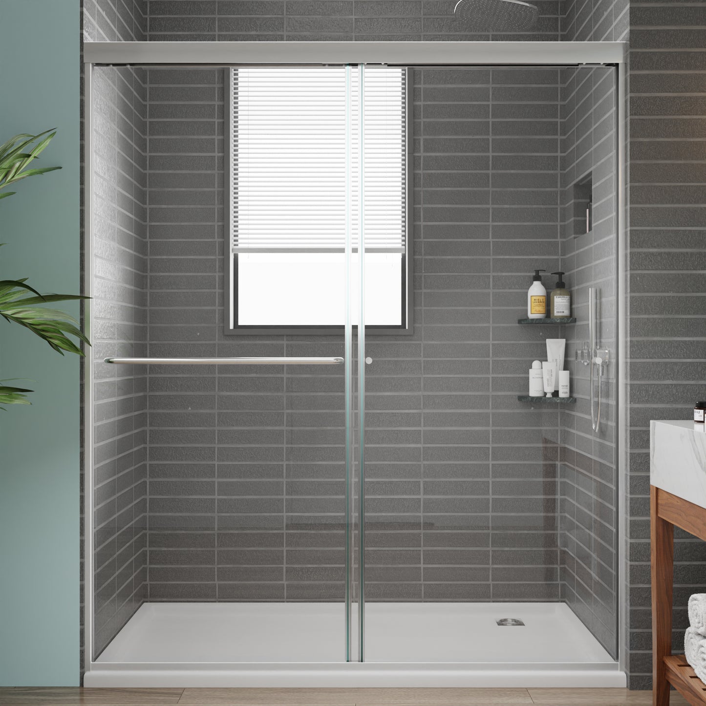 Diamond Shield Semi Frameless Sliding Shower Doors