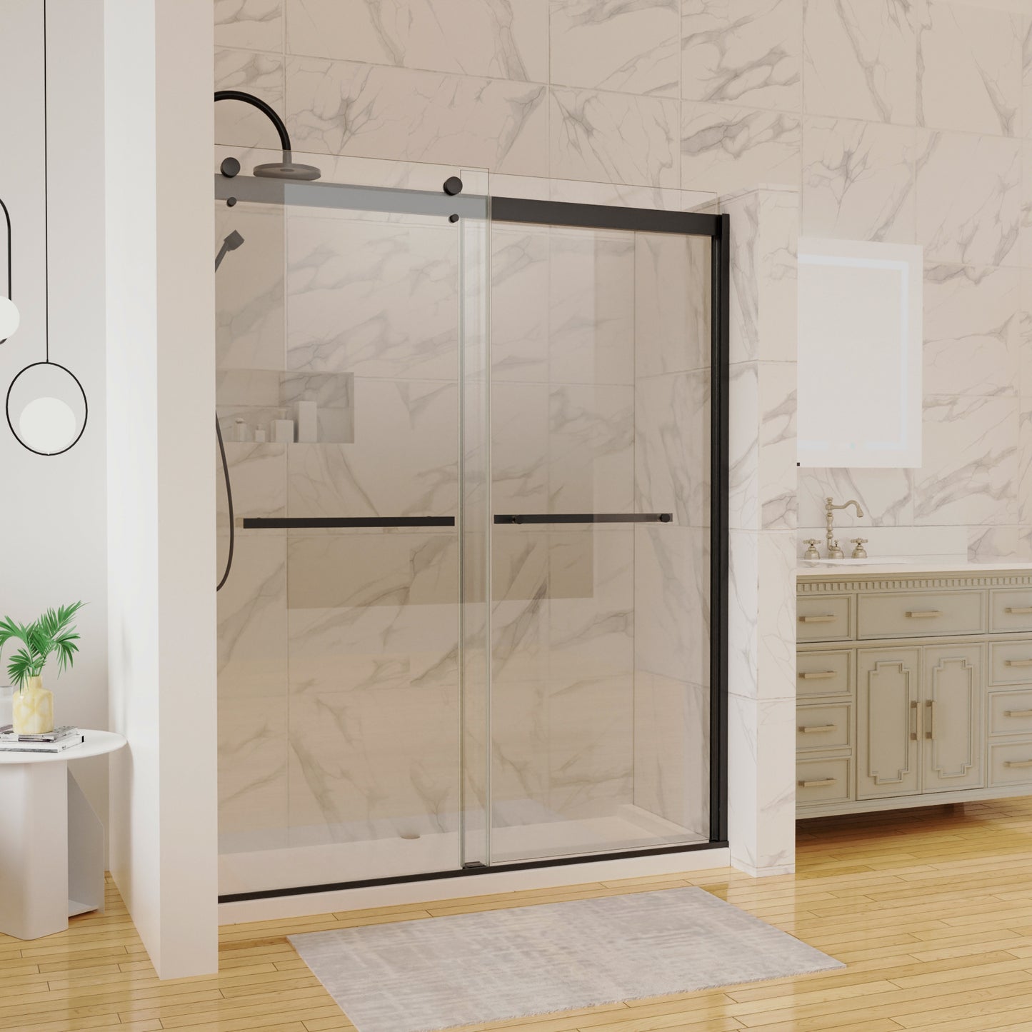 Diamond Shield Semi Frameless Sliding Shower Doors