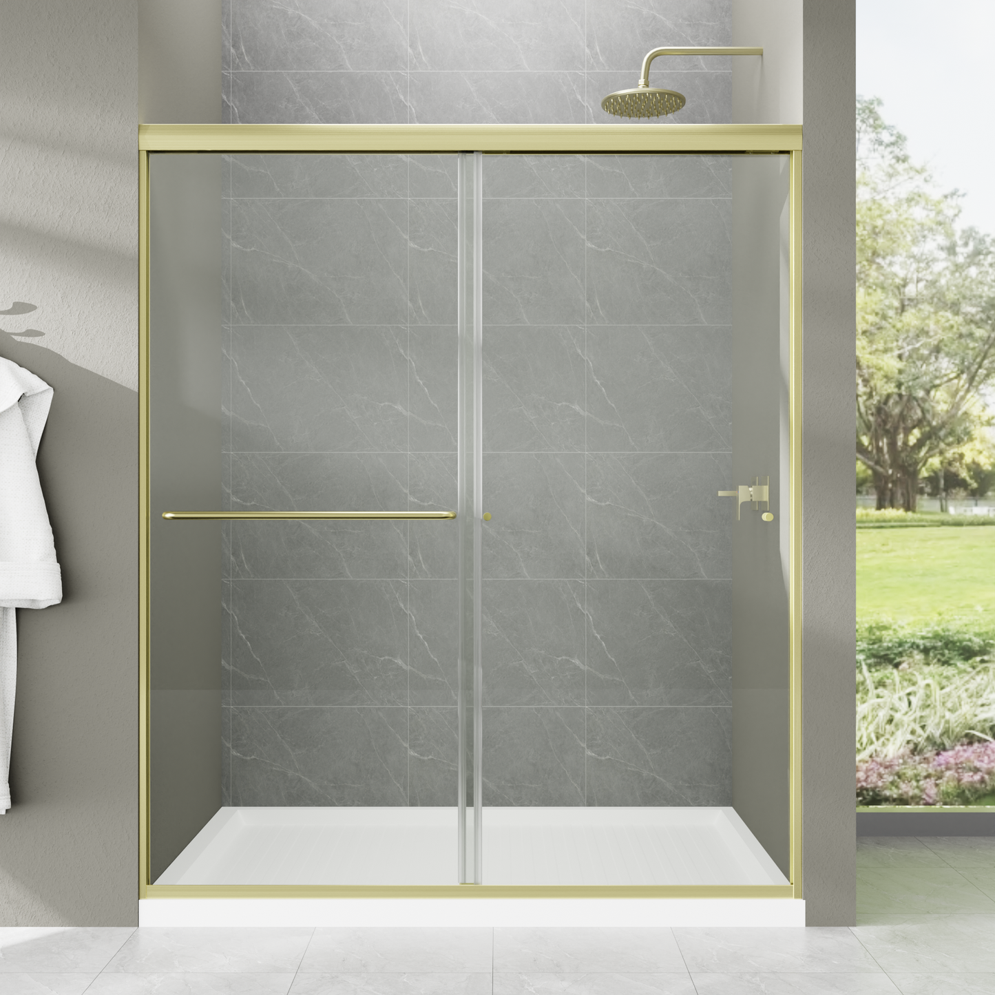 Diamond Shield Semi Frameless Sliding Shower Doors